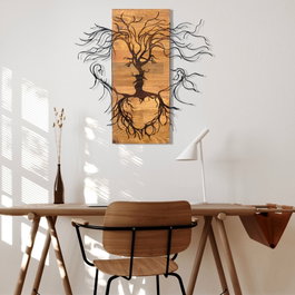 Wallity Old Love - Escultura de Pared en Negro y Nogal